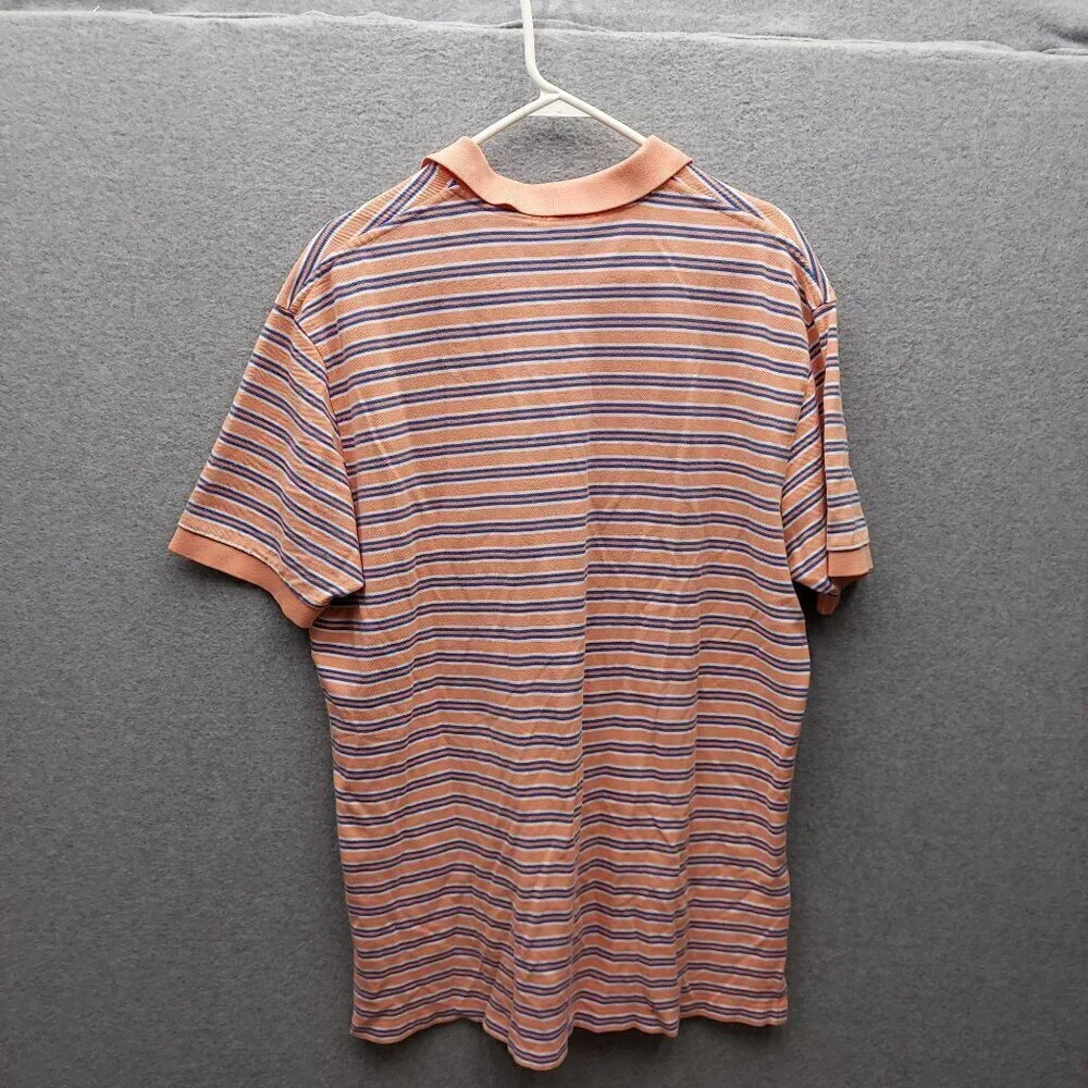 Polo Ralph Lauren Mens Orange & Blue Striped‎ Polo Shirt XL 100% Cotton